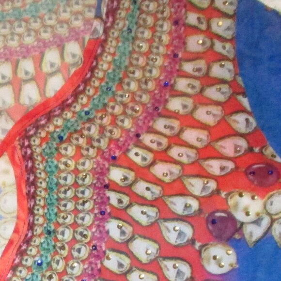 NEW  ASA Kaftans Sheer Tassled Top Royal Blue M - Picture 6 of 6